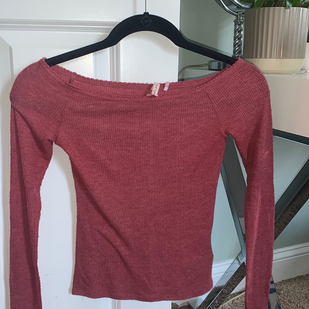 Off the Shoulder Maroon Top